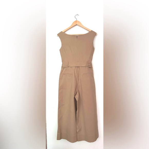 Belted Wide-Leg Jumpsuit Women's Tan Belted Romper cotton blend - Picture 8 of 10